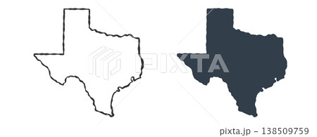 Texas USA state map silhouette and outline map. Vector shapes of us state, isolated on white. Perfect for infographics, geography design, education, and maps. Texas USA state map silhouette and outline map. Vector shapes of us state, isolated on white. Perfect for infographics, geography design, education, and maps. 138509759