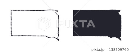 South Dakota USA state map silhouette and outline map. Vector shapes of us state, isolated on white. Perfect for infographics, geography design, education, and maps. South Dakota USA state map silhouette and outline map. Vector shapes of us state, isolated on white. Perfect for infographics, geography design, education, and maps. 138509760