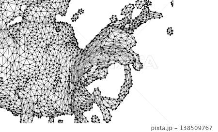 Abstract liquid plexus style geometric mesh with interconnected dots and lines forming a tech inspired background. Abstract liquid plexus style geometric mesh with interconnected dots and lines forming a tech inspired background. 138509767