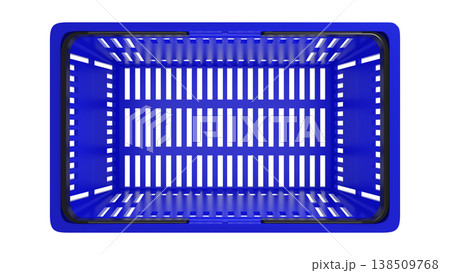 Plastic shopping basket, blue empty store basket, supermarket shopping cart, top view, 3D rendering, isolated on white background, retail, grocery, consumer shopping, market container, minimal design. Plastic shopping basket, blue empty store basket, supermarket shopping cart, top view, 3D rendering, isolated on white background, retail, grocery, consumer shopping, market container, minimal design. 138509768