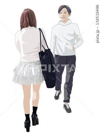 すれ違う若い男女のイラスト すれ違う若い男女のイラスト 138510496
