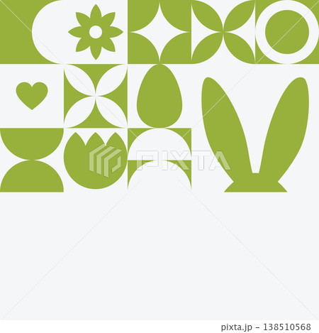 Modern geometric spring design with floral elements, copyspace and fresh green colors Modern geometric spring design with floral elements, copyspace and fresh green colors 138510568