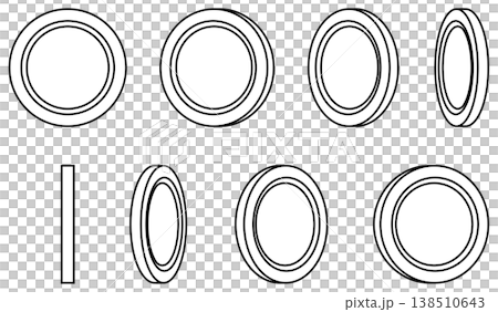 回転するコイン、メダル、ポイントアイコンのベクターイラストセット 回転するコイン、メダル、ポイントアイコンのベクターイラストセット 138510643