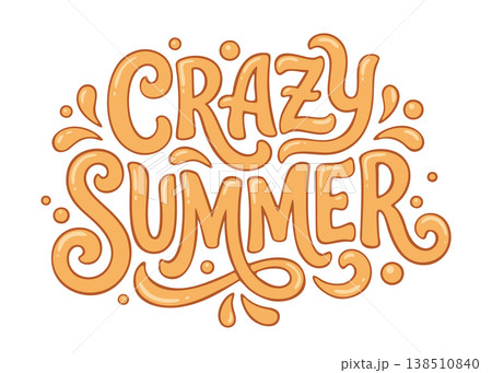 Crazy summer decorative vector lettering isolated on white background 138510840