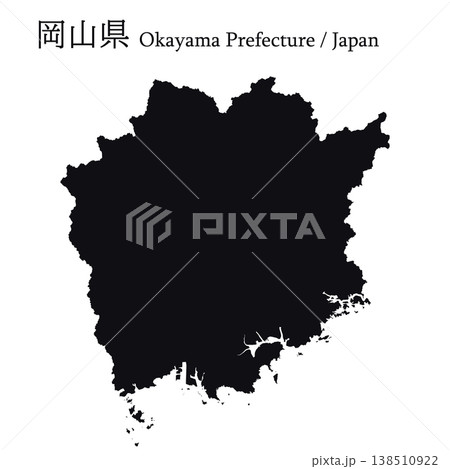 日本のベクターイラスト地図素材:岡山県全体地図 日本のベクターイラスト地図素材:岡山県全体地図 138510922