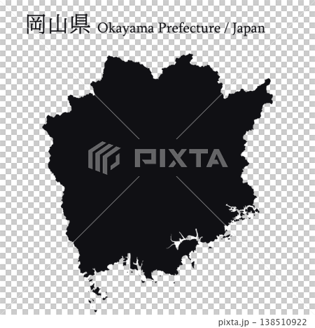 日本のベクターイラスト地図素材:岡山県全体地図 日本のベクターイラスト地図素材:岡山県全体地図 138510922