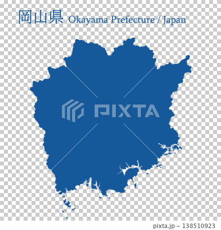日本のベクターイラスト地図素材：岡山県全体地図 138510923