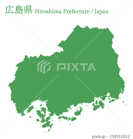 日本のベクターイラスト地図素材:広島県全体地図 日本のベクターイラスト地図素材:広島県全体地図 138511012