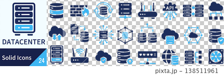 ベクターのデータセンターに関するシルエットアイコンセット 138511961
