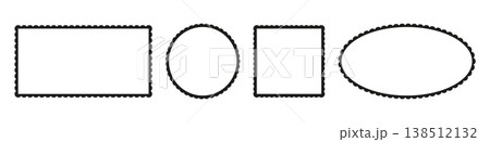 Scalloped frames collection. Rectangle and ellipse, circle and square shapes with scalloped edges. Label forms. Silhouette lace frame, backgrounds. Elements for tags, stickers of labels set. Scalloped frames collection. Rectangle and ellipse, circle and square shapes with scalloped edges. Label forms. Silhouette lace frame, backgrounds. Elements for tags, stickers of labels set. 138512132