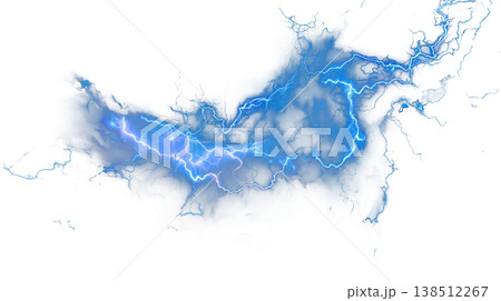 電撃スパークエフェクト素材 青い放電ライトニング透過PNG 138512267