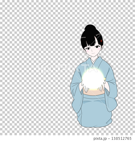 A woman in a kimono holding out a ball of light (image of hope, healing) A woman in a kimono holding out a ball of light (image of hope, healing) 138512765
