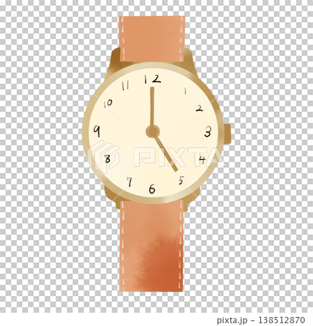 Watercolor-style illustration of a wristwatch; a visual representation of schedule management, time, and lifestyle. Watercolor-style illustration of a wristwatch; a visual representation of schedule management, time, and lifestyle. 138512870