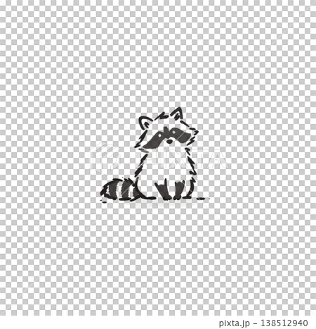 Raccoon ink painting illustration: A charming, traditional Japanese ink painting image with no background. Raccoon ink painting illustration: A charming, traditional Japanese ink painting image with no background. 138512940