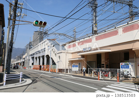 阪神電気鉄道　住吉駅の高架駅 138513503