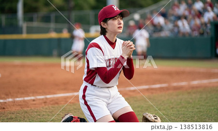女子ソフトボール選手の試合風景 138513816