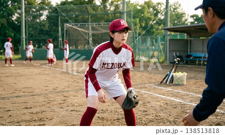 女子ソフトボール選手の試合風景 138513818