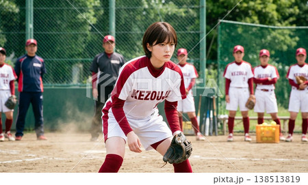 女子ソフトボール選手の試合風景 138513819