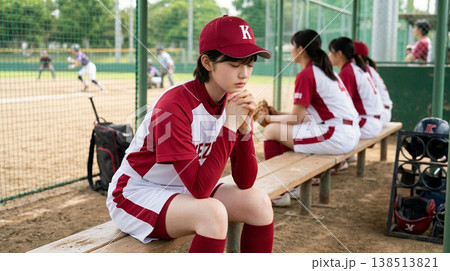 女子ソフトボール選手の試合風景 138513821