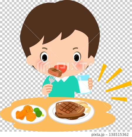 一個吃肉喝牛奶的十幾歲男孩 138515362