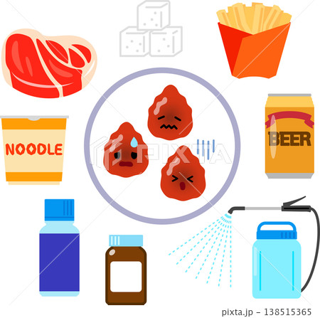 血液を汚す食品や薬品のイラスト素材 [138515365] - PIXTA