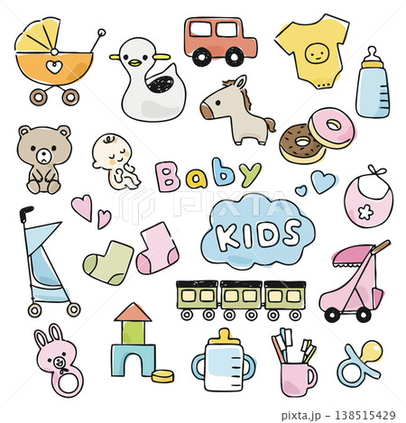 ベビー用品のイラスト ベビー用品のイラスト 138515429