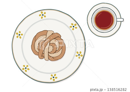 カルダモンロールと紅茶の北欧フィーカセット（カラー） 138516282