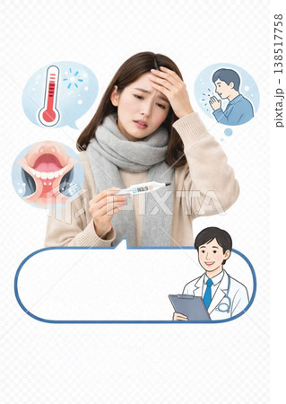 発熱・体調不良時は申告を｜医療機関での感染対策と受診案内ビジュアル1 138517758