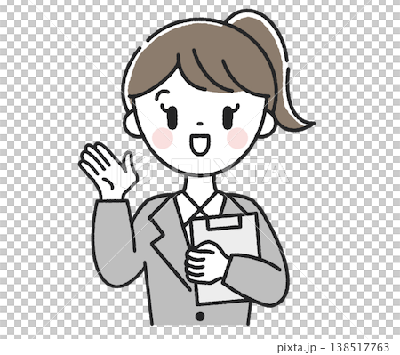 カルテを持った案内をする女性社員 138517763