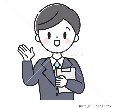 カルテを持った案内をする男性社員 138517765
