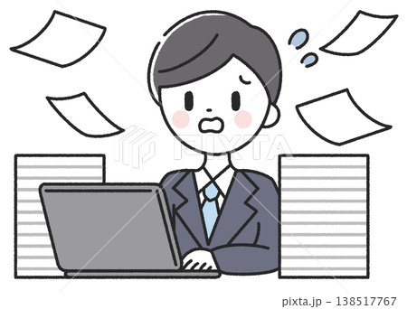 パソコン作業が忙しい男性社員 パソコン作業が忙しい男性社員 138517767