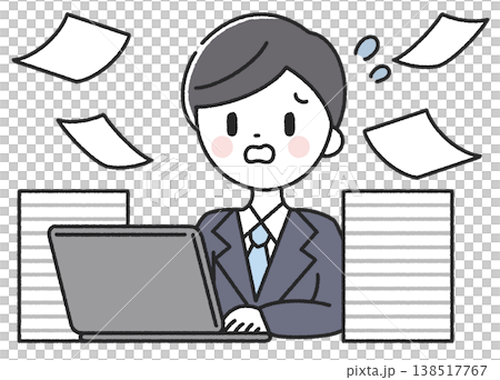 パソコン作業が忙しい男性社員 パソコン作業が忙しい男性社員 138517767