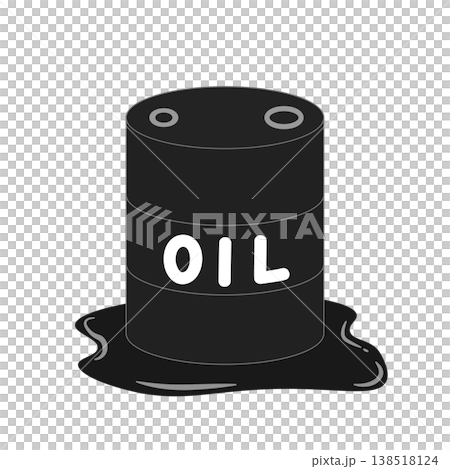 原油洩漏和黑色油桶的示意圖 138518124