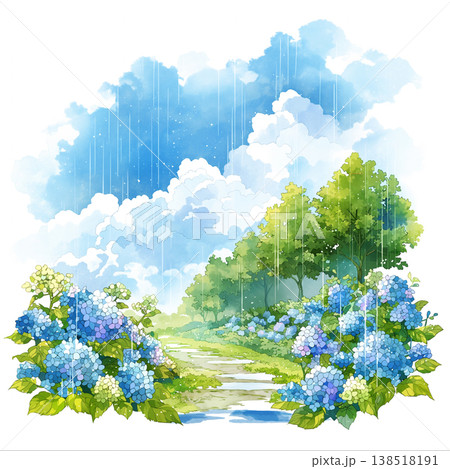 紫陽花が揺れる雨の日の情景 静かな季節の移ろいを描いた自然風景 背景や動画素材に最適 紫陽花が揺れる雨の日の情景 静かな季節の移ろいを描いた自然風景 背景や動画素材に最適 138518191