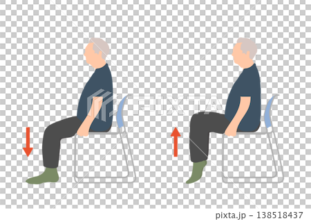 高齢者の足の運動 椅子に座ってできるつま先上下運動イラスト 高齢者の足の運動 椅子に座ってできるつま先上下運動イラスト 138518437