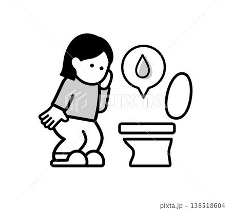 血尿に驚く女性のイラスト 138518604