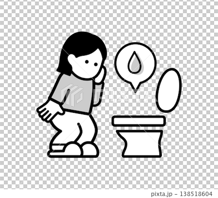 血尿に驚く女性のイラスト 138518604