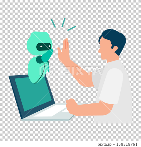 半袖の男性がAIアシスタントを活用し業務効率化する夏の省エネテレワークのイラスト 半袖の男性がAIアシスタントを活用し業務効率化する夏の省エネテレワークのイラスト 138518761