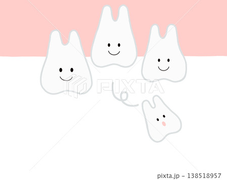 歯の生え変わりで歯が抜けた状態をやさしく表したイラスト 138518957