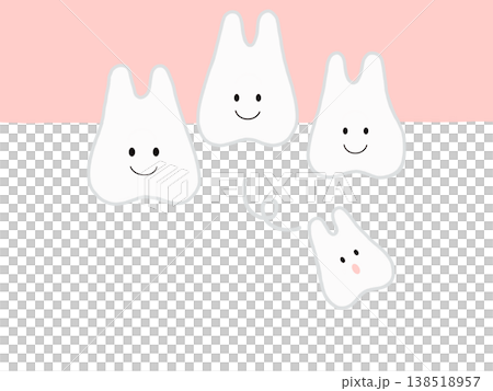 歯の生え変わりで歯が抜けた状態をやさしく表したイラスト 138518957