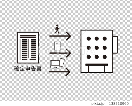 確定申告書の税務署への提出方法を描いたイラスト 138518960
