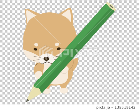 柴犬拿著鉛筆 柴犬拿著鉛筆 138519142