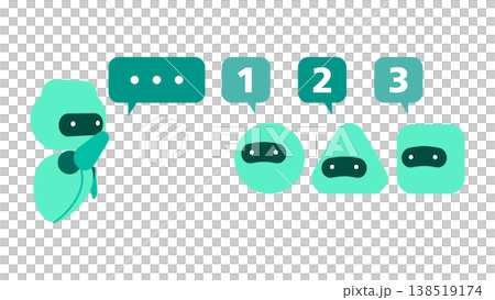 役割分担されたAIエージェントの階層構造とワークフローの順序立てた実行プロセス図解 138519174