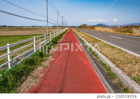 田園の中のサイクリングコース 滋賀県東近江市 田園の中のサイクリングコース 滋賀県東近江市 138519359