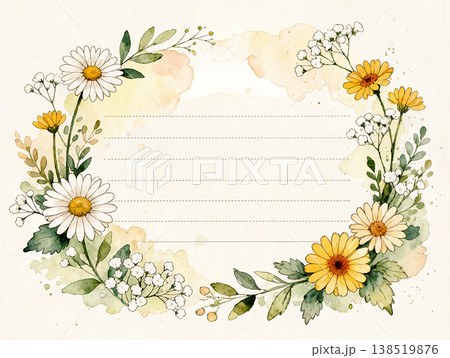 白と黄色の花の便箋 138519876