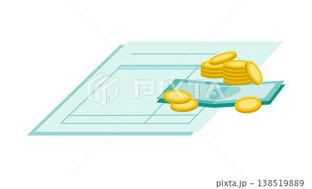 請求書とお金のイラスト 支払い業務や経理コストのイメージに最適なデザイン 138519889