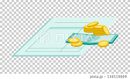 請求書とお金のイラスト 支払い業務や経理コストのイメージに最適なデザイン 138519889