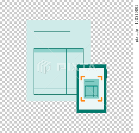 スマートフォンで請求書をスキャンするイラスト データの読み込みとデジタル化のイメージ 138519893