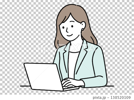 A smiling woman using a laptop 138520109
