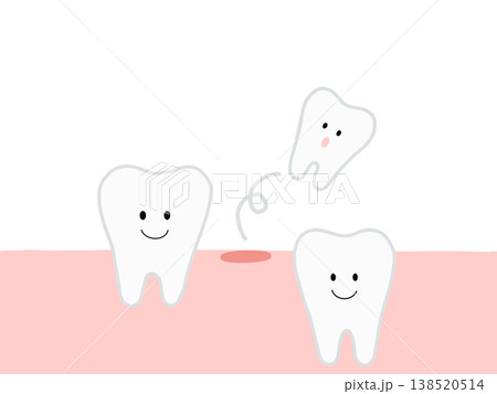 子供の歯の生え変わり 乳歯が抜けた状態のイラスト 138520514